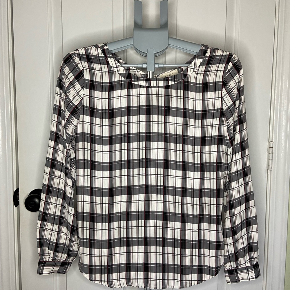 Loft Plaid Long Sleeve Blouse